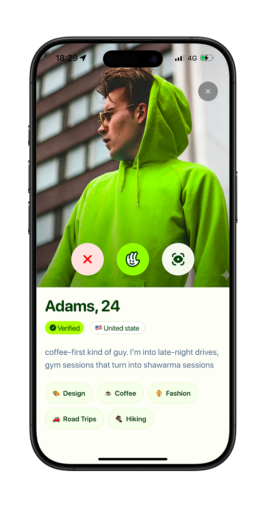 TapHey connection choices screen
